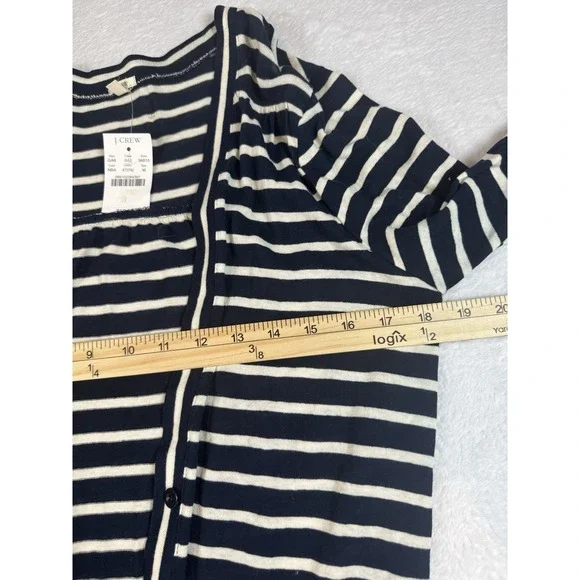 NWT J Crew Women's Medium Nautical Navy Stripe Cardigan Pockets Buttons Preppy - Picture 5 of 8